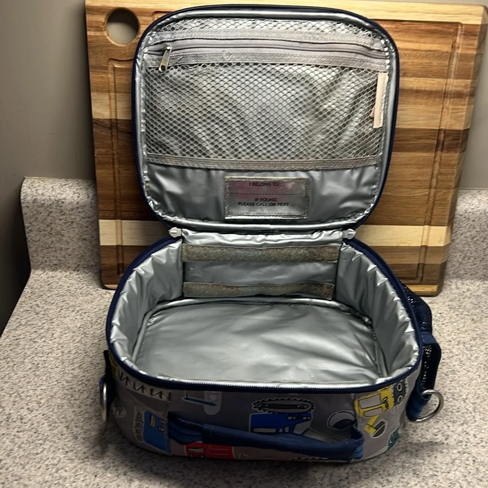 Pottery Barn Kids Construction Lunch Bag - Blue, Gray, Red, Yellow